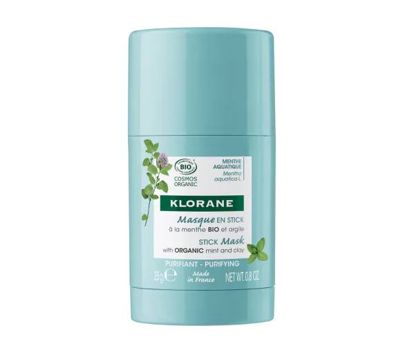 Masque en stick visage bio Menthe aquatique et argile Klorane - stick de 25g