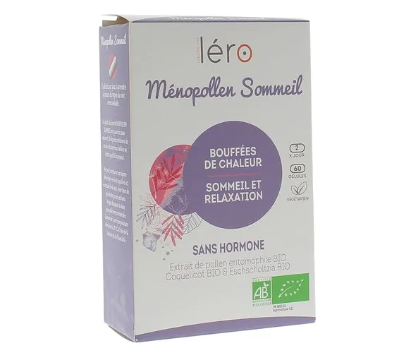 Ménopollen Sommeil & bouffées de chaleur bio Léro - boîte de 60 gélules