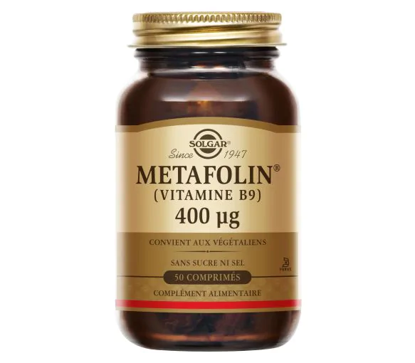 Metafolin 400 µg (vitamine B9) Solgar - boîte de 50 comprimés