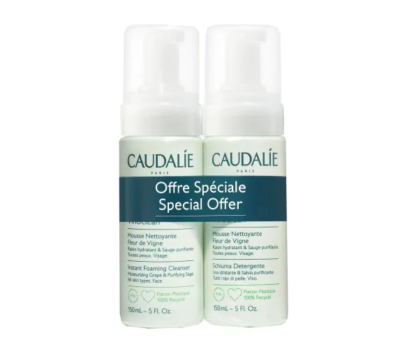 Mousse nettoyante Fleur de Vigne Caudalie - lot de 2 flacons-pompes de 150 ml