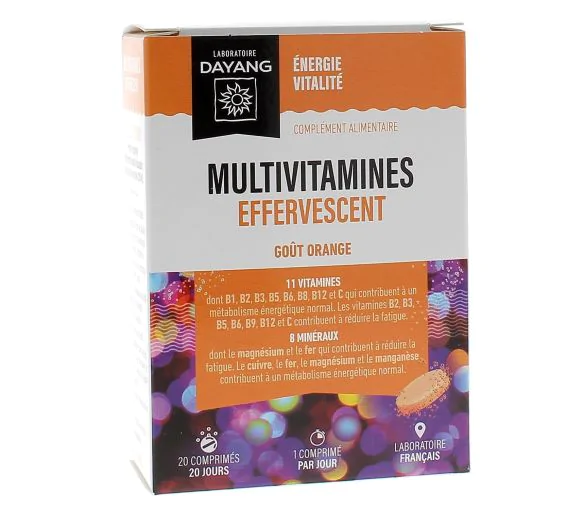 Multivitamines effervescent goût orange Dayang - boite de 20 comprimés effervescents