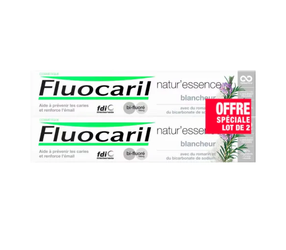 Natur'Essence Dentifrice blancheur bi-fluoré Fluocaril - lot de 2 tubes de 75ml