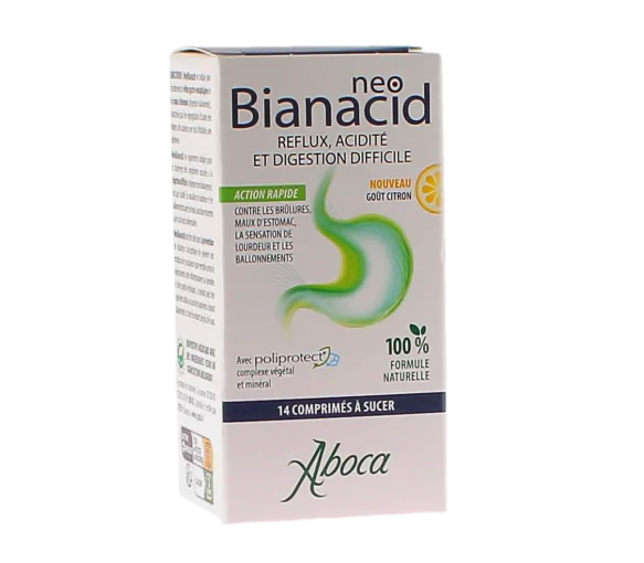 NeoBianacid acidité et reflux goût citron Aboca - boite de 14 comprimés à sucer