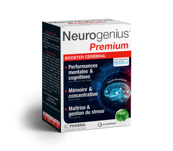 Neurogenius Premium booster cérébral 3C Pharma - boîte de 60 comprimés
