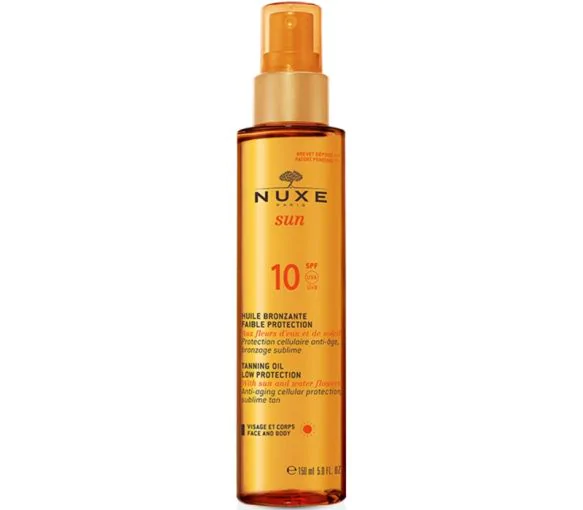 Huile bronzante visage et corps faible protection SPF 10 Nuxe sun - spray de 150 ml