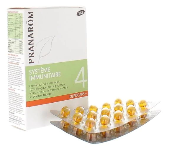Oleocaps+ 4 Système Immunitaire bio Pranarôm - Boîte de 30 capsules