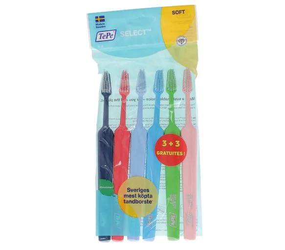 Pack brosses à dents souples Select TePe - lot de 6 brosses à dents