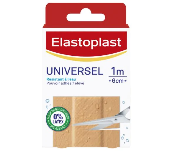 Pansement Universel résistant à l'eau Elastoplast - boîte de 10 pansements 1m x 6cm