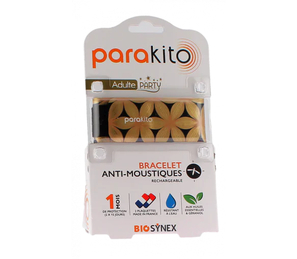 Party Edition Bracelet anti-moustiques adultes Parakito - 1 bracelet + 2 recharges