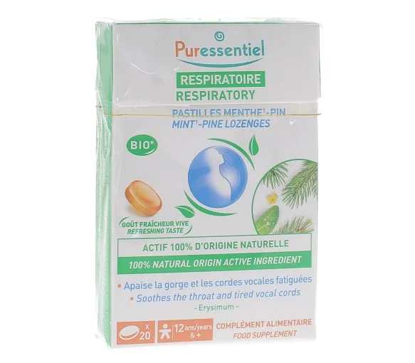 Pastilles menthe-pin respiratoire Puressentiel - boîte de 20 pastilles