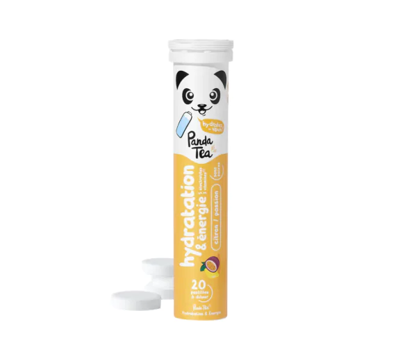 Pastilles hydratation et énergie goût citron passion Panda Tea - 20 pastilles effervescentes