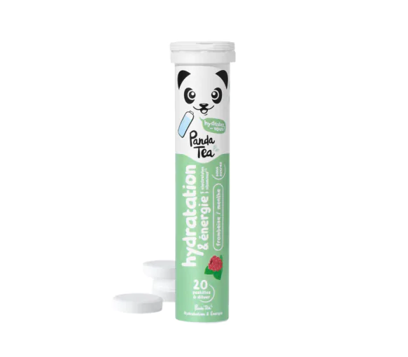 Pastilles hydratation et énergie goût menthe framboise Panda Tea - 20 pastilles effervescentes
