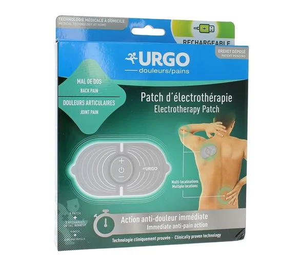 Patch d'électrothérapie rechargeable mal de dos Urgo - 1 patch + 2 recharges de gel adhésif