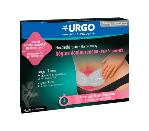 Patch électrothérapie règles douloureuses Urgo - boîte contenant 1 patch et 2 recharges
