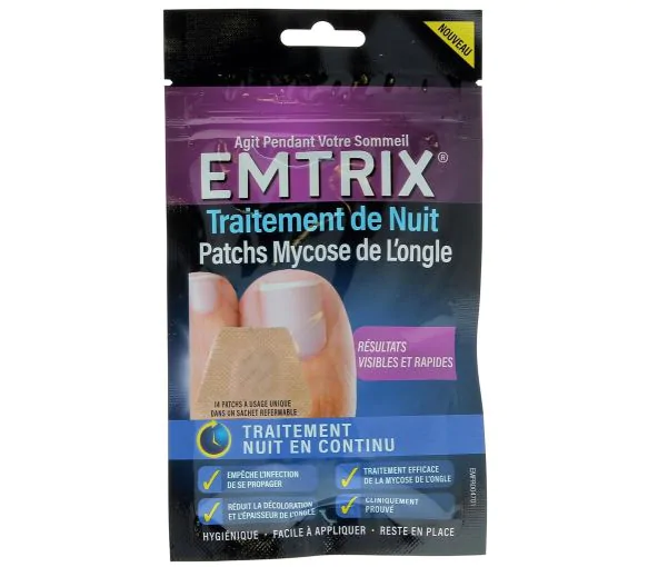 Patch nuit Traitement mycose de l’ongle Emtrix - sachet de 14 patchs