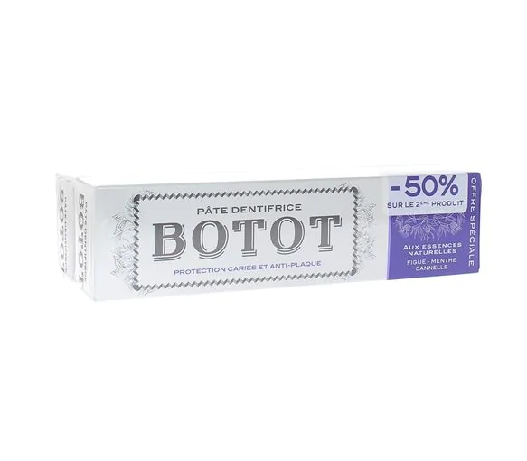 Pâte dentifrice figue menthe cannelle Botot - 2 tubes de 75 ml