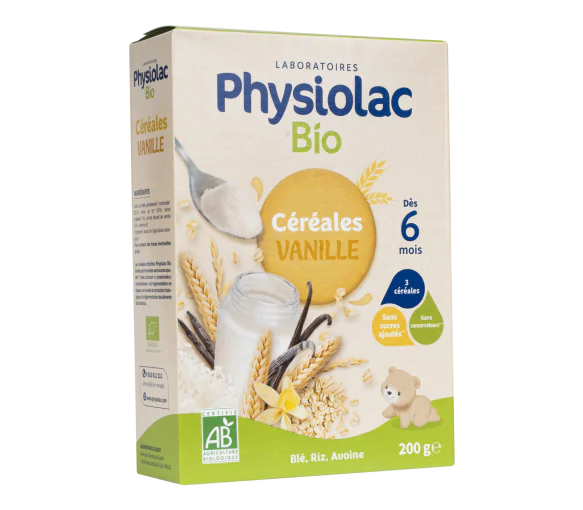 Physiolac bio céréales vanille dès 6 mois Gilbert - boite de 200 g