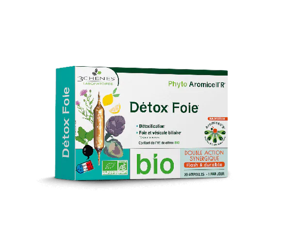 Phyto Aromicell'R bio Détox foie Les 3 Chênes - boîte de 20 ampoules de 10ml