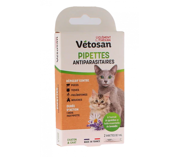 Vétosan Pipettes répulsives chaton et chat Clément Thékan - 2 pipettes de 1 ml