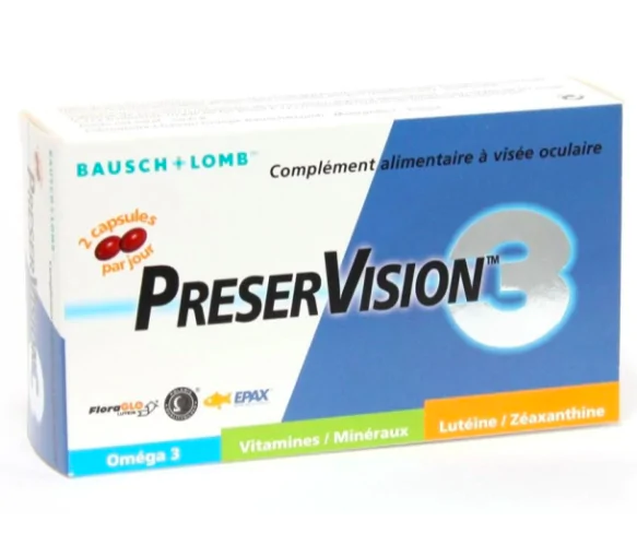 Preservision 3 complément alimentaire à visée oculaire Bausch lomb - Boite de 60 capsules