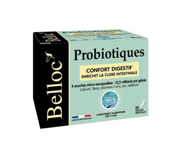 Probiotiques Confort digestif Belloc - boîte de 30 gélules végétales