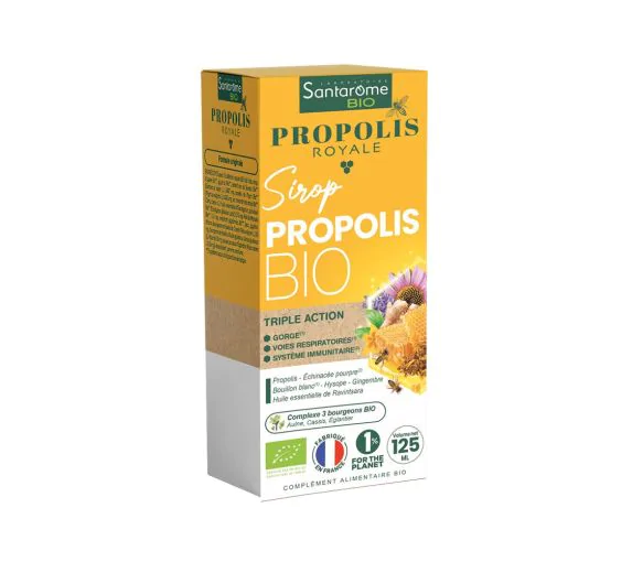 Propolis Royale Sirop propolis triple action bio Santarome - flacon de 125ml