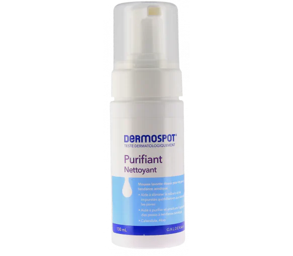 Purifiant nettoyant mousse lavante douce Dermospot - flacon-pompe de 130ml