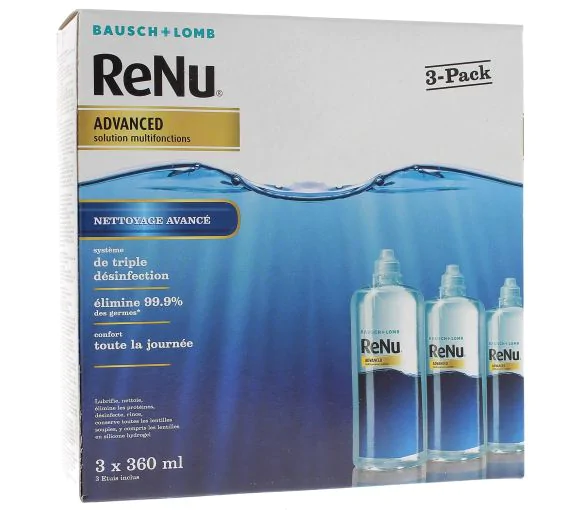 ReNu Advanced Solution lentilles multifonctions Bausch Lomb - lot de 3 flacons de 360 ml