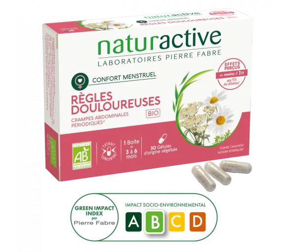 Règles douloureuses bio Naturactive - boîte de 30 gélules