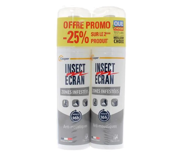 Spray répulsif anti-moustiques zones infestées Insect écran - lot de 2 sprays de 100 ml