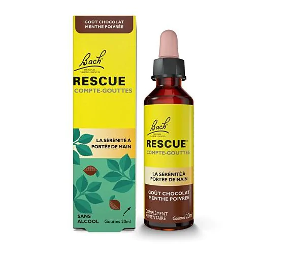 Rescue goût chocolat menthe poivrée Fleurs de Bach - flacon compte-gouttes de 20ml