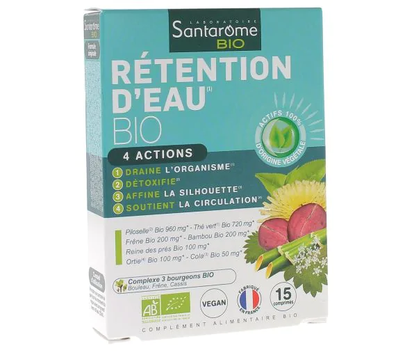 Rétention d'eau bio Santarome - boîte de 15 comprimés