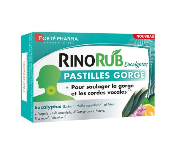 RinoRub Pastilles gorge eucalyptus Forté Pharma - boîte de 20 comprimés