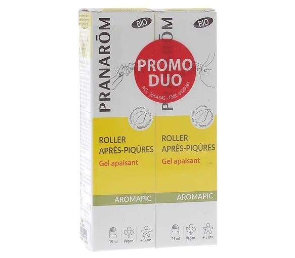 Roller gel apaisant piqûres bio Aromapic Pranarôm - lot de 2 roll-on de 15ml