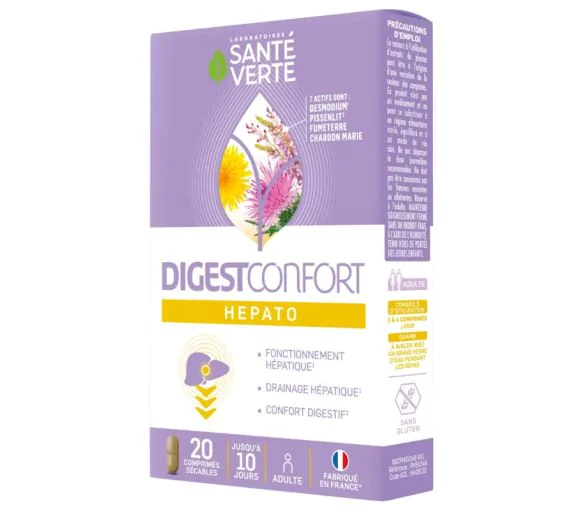 DigestConfort Hepato Santé verte - boîte de 20 comprimés