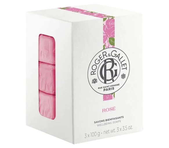 Savons bienfaisants Rose Roger & Gallet - coffret de 3 savons de 100 g