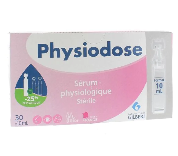 Sérum physiologique stérile Laboratoires Gilbert - boîte de 30 unidoses de 10ml