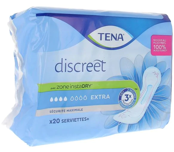 Serviettes hygiéniques discreet extra Tena - 20 serviettes