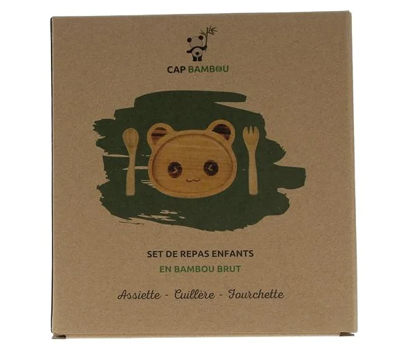 Set repas pour enfant en bambou Cap Bambou - boîte contenant 3 produits