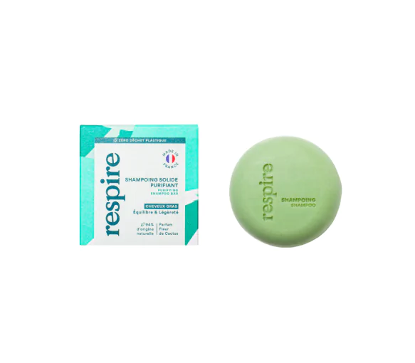 Shampoing solide cheveux gras Fleur de cactus Respire - pain de 75g