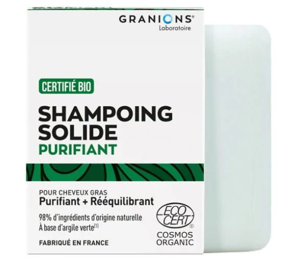 Shampoing solide purifiant bio Granions - pain de 80 g