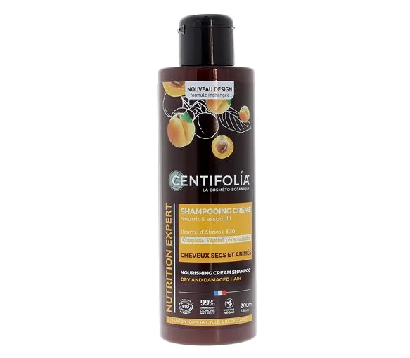 Shampooing Crème cheveux secs beurre d'Abricot et huile de Jojoba Centifolia - flacon de 200 ml