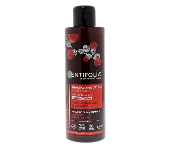 Shampooing crème réparateur huile de ricin et kératine végétale Centifolia - flacon de 200ml