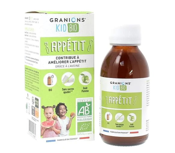 Sirop Appétit kid bio goût poire Granions - flacon de 125ml