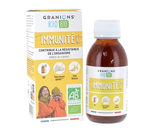 Sirop Immunité kid bio goût banane Granions - flacon de 125ml