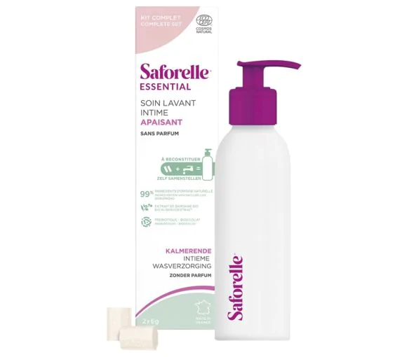 Soin lavant intime apaisant kit de démarrage Saforelle - boîte d'un flacon + 2 bâtonnets