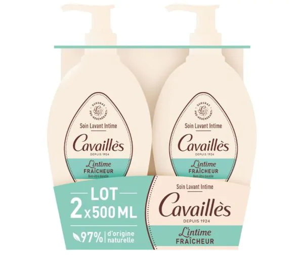 Soin toilette intime fraîcheur Rogé Cavaillès - lot de 2 flacons-pompe de 500 ml