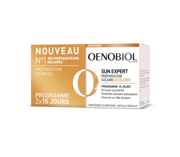 Sun expert Préparation solaire accélérée Oenobiol - lot de 2 boîtes de 15 capsules