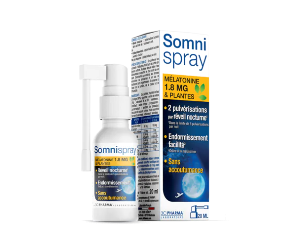 Somnispray Mélatonine 1.8 mg et plantes 3C Pharma - spray de 20 ml