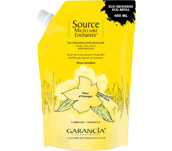 Source Micellaire Enchantée eau démaquillante fleur d'oranger Garancia - éco-recharge de 400 ml